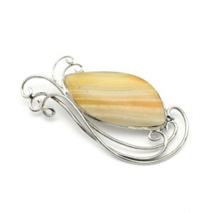 Брошь с агатом переливт 65*32мм.