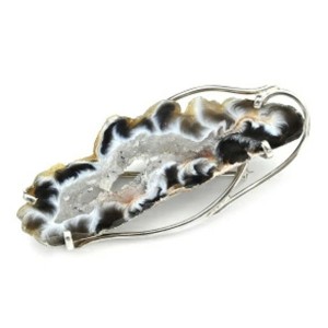 Брошь с жеодами агата бразильского 52*21мм.