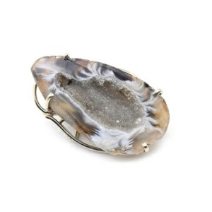 Брошь с жеодами агата бразильского 40*24мм.