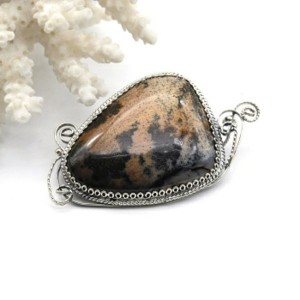 Брошь с агатом моховым 49*29мм.