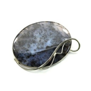 Брошь-кулон агат моховой 62*48мм.