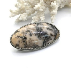 Брошь-кулон агат моховой 56*29мм.