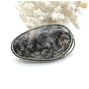 Брошь-кулон агат моховой 54*31мм.