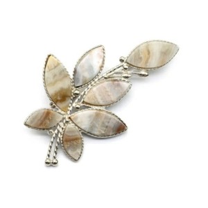 Брошь агат переливт "Веточка" 58*35мм.