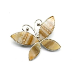 Брошь агат переливт "Мотылек" 36*25мм.