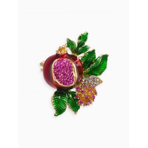 Брошь «Гранат» с цветком, со стразами, цветная, цвет золотистый