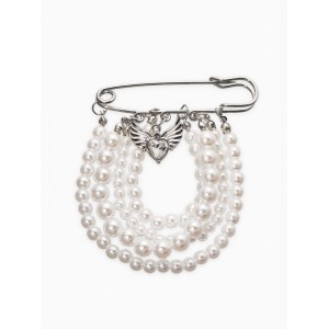 Булавка «Жемчужная россыпь», 6.5 см, d подвесок=5+6+8 см, белая, цвет серебристый