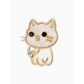 Брошь перламутровый «Котёнок», белая, цвет золотистый