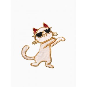 Брошь перламутровый «Котёнок в очках», белая, цвет золотистый Брошь перламутровый «Котёнок в очках», белая, цвет золотистый