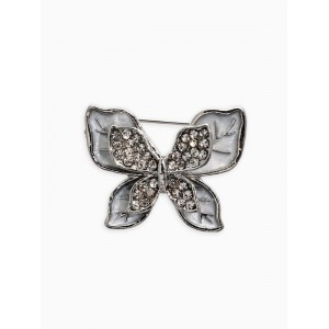 Брошь маленькая перламутровая «Бабочка», белая, цвет серебристый