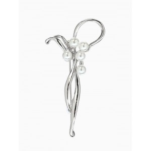 Брошь «Бантик с жемчугом», белая, цвет серебристый Брошь «Бантик с жемчугом», белая, цвет серебристый