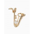 Брошь «Музыка. Саксофон с жемчужиной», белая, цвет золотистый