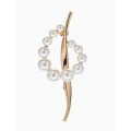 Брошь «Дуга с жемчугом», белая, цвет золотистый