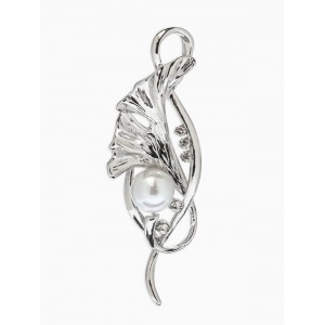 Брошь «Цветок калла с жемчугом», белая, цвет серебристый