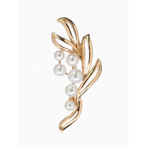 Брошь «Жемчужная ветвь», белая, цвет золотистый