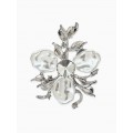 Брошь «Цветочек роскошный жемчуг», белая, цвет серебристый