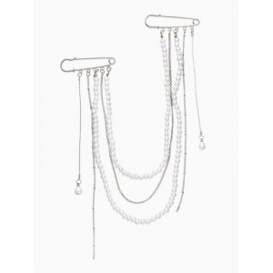 Булавки «Жемчужный аксельбант», пластик, белые, цвет серебристый