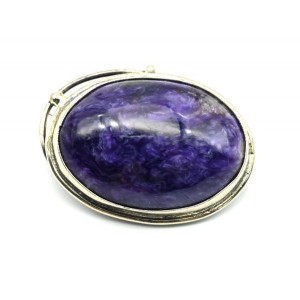 Брошь чароит 32*23мм. Брошь чароит 32*23мм.