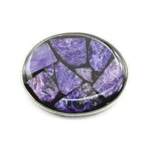 Брошь "Мозаика" из чароита 38*31мм