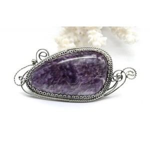 Брошь чароит 49*22мм. Брошь чароит 49*22мм.