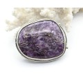 Брошь-кулон чароит 40*33мм.