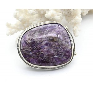 Брошь-кулон чароит 40*33мм. Брошь-кулон чароит 40*33мм.