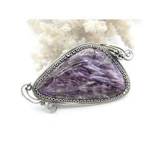 Брошь-кулон чароит 57*30мм.