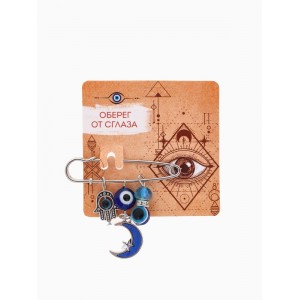 Булавка-оберег «Для внутренней гармонии», 5 см, синяя, цвет серебристый