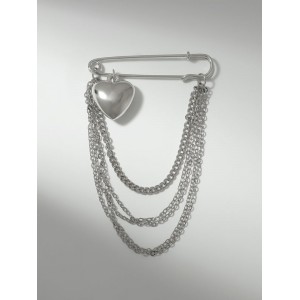 Булавка «Сердце» с цепочками, цвет серебро