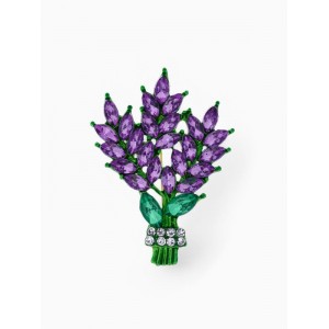 Брошь «Букет» лаванды, сиреневая, цвет золотистый