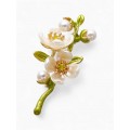 Брошь «Веточка с цветком жасмина», с эмалью, цветная