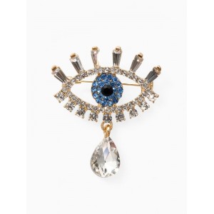 Брошь-оберг «Глаз», бело-снии, цвет золотистый