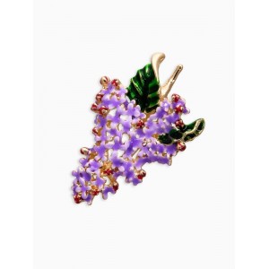 Брошь «Цветок Сирени», фиолетово-зелёная, цвет золотистый