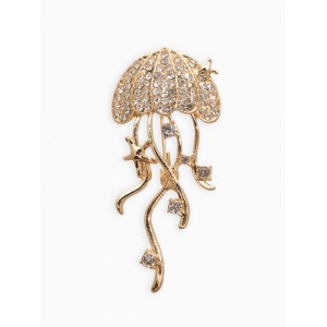 Брошь «Медуза», белая, цвет золотистый