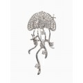 Брошь «Медуза», белая, цвет серебристый