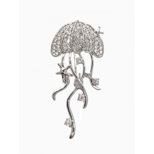 Брошь «Медуза», белая, цвет серебристый