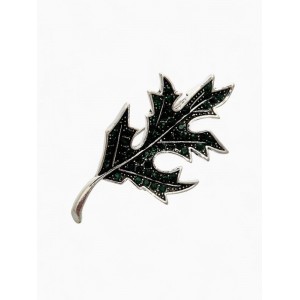 Брошь «Лист Одуванчика», зелёная, цвет серебристый