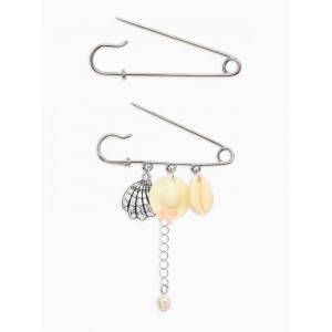 Булавки «Пляж», L=7 см, 2 шт. белая, цвет серебристый