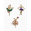 Броши «Балеринки», набор 3 шт. МИКС, цвет золотистый