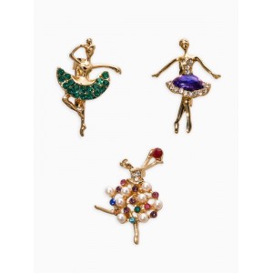 Броши «Балеринки», набор 3 шт. МИКС, цвет золотистый Броши «Балеринки», набор 3 шт. МИКС, цвет золотистый