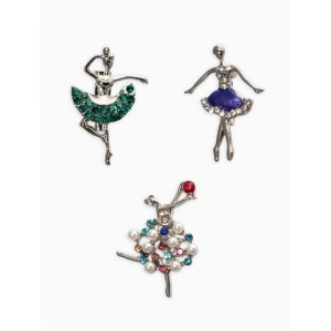 Броши «Балеринки», набор 3 шт. МИКС, цвет серебристый Броши «Балеринки», набор 3 шт. МИКС, цвет серебристый