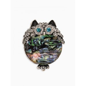 Брошь «Галлиотис» сова, зелёная, цвет серебристый Брошь «Галлиотис» сова, зелёная, цвет серебристый