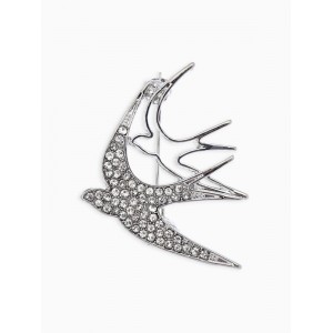 Брошь «Ласточки», белая, цвет серебристый