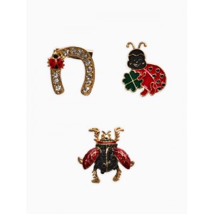 Броши «Счастливый случай», набор 3 шт. цветной, цвет золотистый Броши «Счастливый случай», набор 3 шт. цветной, цвет золотистый