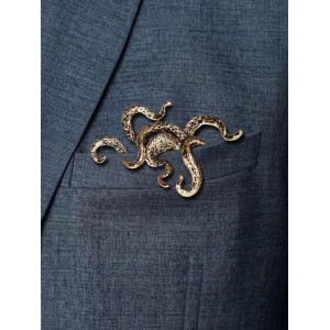 Брошь для кармана «Осьминог», цвет чернёное золото