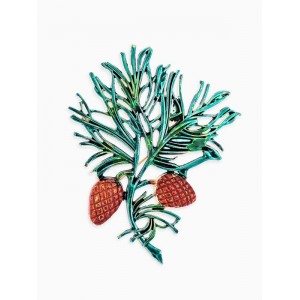 Брошь «Кедровая веточка», коричнево-зелёная, цвет золотистый Брошь «Кедровая веточка», коричнево-зелёная, цвет золотистый