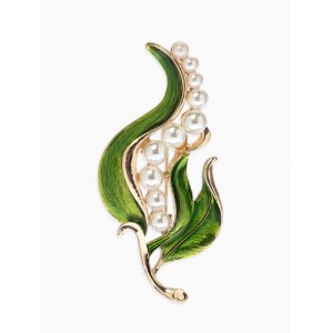 Брошь «Стручок гороха», бело-зелёная, цвет золотистый Брошь «Стручок гороха», бело-зелёная, цвет золотистый