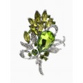 Брошь «Императрица. Букет», светло-зелёная, цвет серебристый