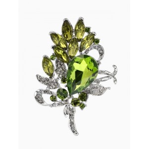 Брошь «Императрица. Букет», светло-зелёная, цвет серебристый