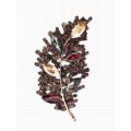 Брошь «Императрица. Лист», бордово-коричневая, цвет золотистый